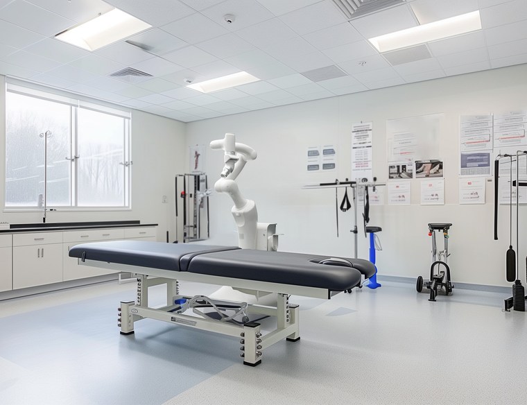 R2 robotic massage arm in a fitness center recovery room