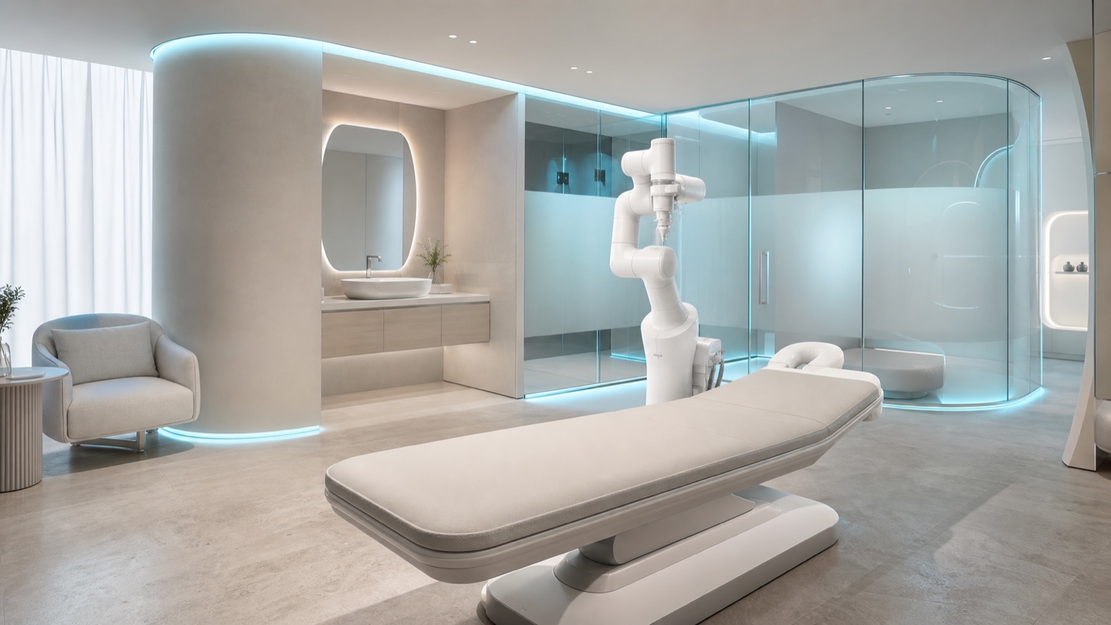 R2 robotic massage arm in a traditional wellness center